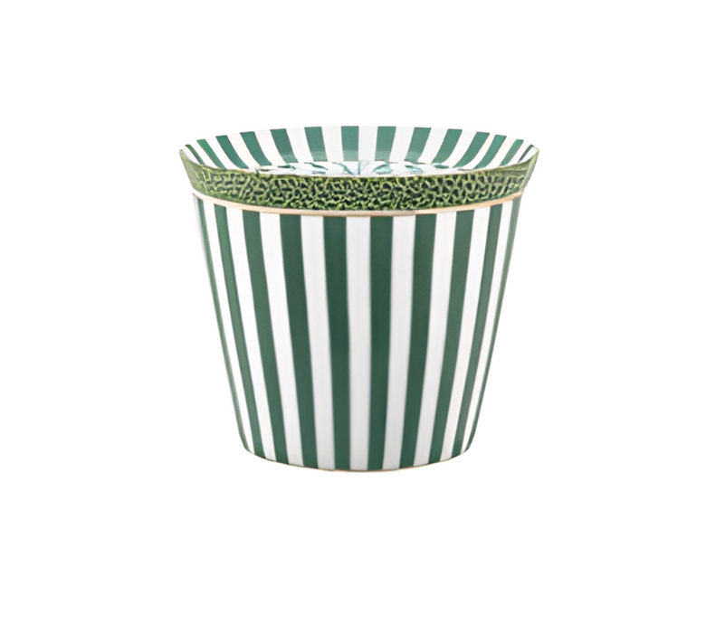 Set com Caneca s/ Alça Stripes e Mini Prato Verde SR10985