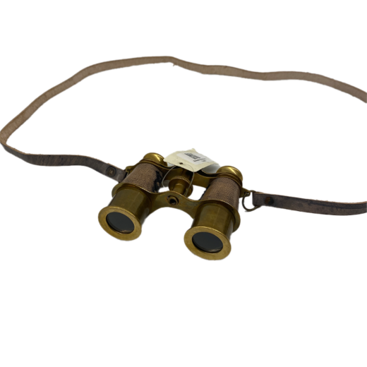 Binoculo De Metal E Couro Dourado E Cinza SR11469